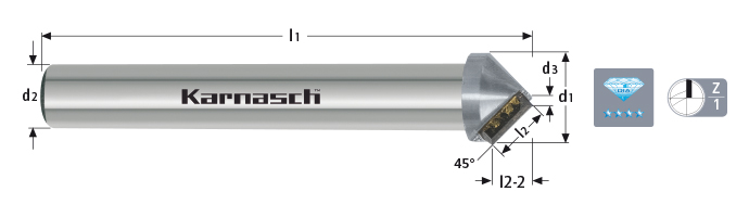 Монокристальный алмаз/MKD-фасочная зенковка 45°- зеркальная обработка .