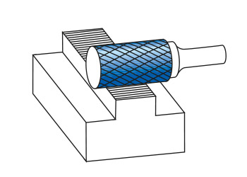 Борфреза твердосплавная форма A (цилиндр с гладким торцом), насечка HP-2, с покрытием Blue-Tec