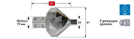 Коническая зенковка HSS-XE со сменными пластинами, 82°, Ø 45, хвостовик Weldon 19, арт. 20.1776 Коническая зенковка HSS-XE со сменными пластинами, 82°, Ø 45, хвостовик Weldon 19, арт. 20.1776