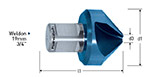 Зенковка HSS-XE с покрытием Blue-Tec, 90°, Weldon 19, арт. 20.1195 Зенковка HSS-XE с покрытием Blue-Tec, 90°, Weldon 19, арт. 20.1195
